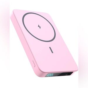 Magnetic Portable Charger Power Bank 5500mAh,Slim Wireless Pink